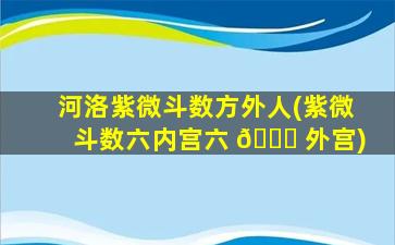 河洛紫微斗数方外人(紫微斗数六内宫六 🐋 外宫)